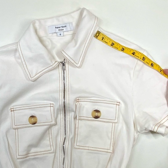 EUC | Peter Som | Button Denim Romper | White | Size 0 - Picture 13 of 16